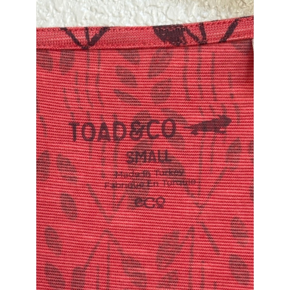 Toad&Co Rosemarie Dress Small Red Leaf Print Faux Wrap V-Neck Short Sleeve Tie - Picture 5 of 7
